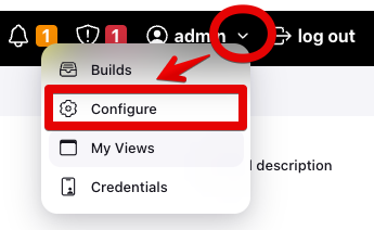 사용자별 Configure 메뉴 선택